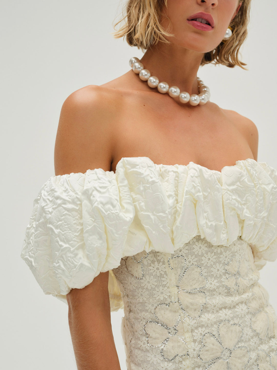 Snowflake Daisy Mini Dress Cream