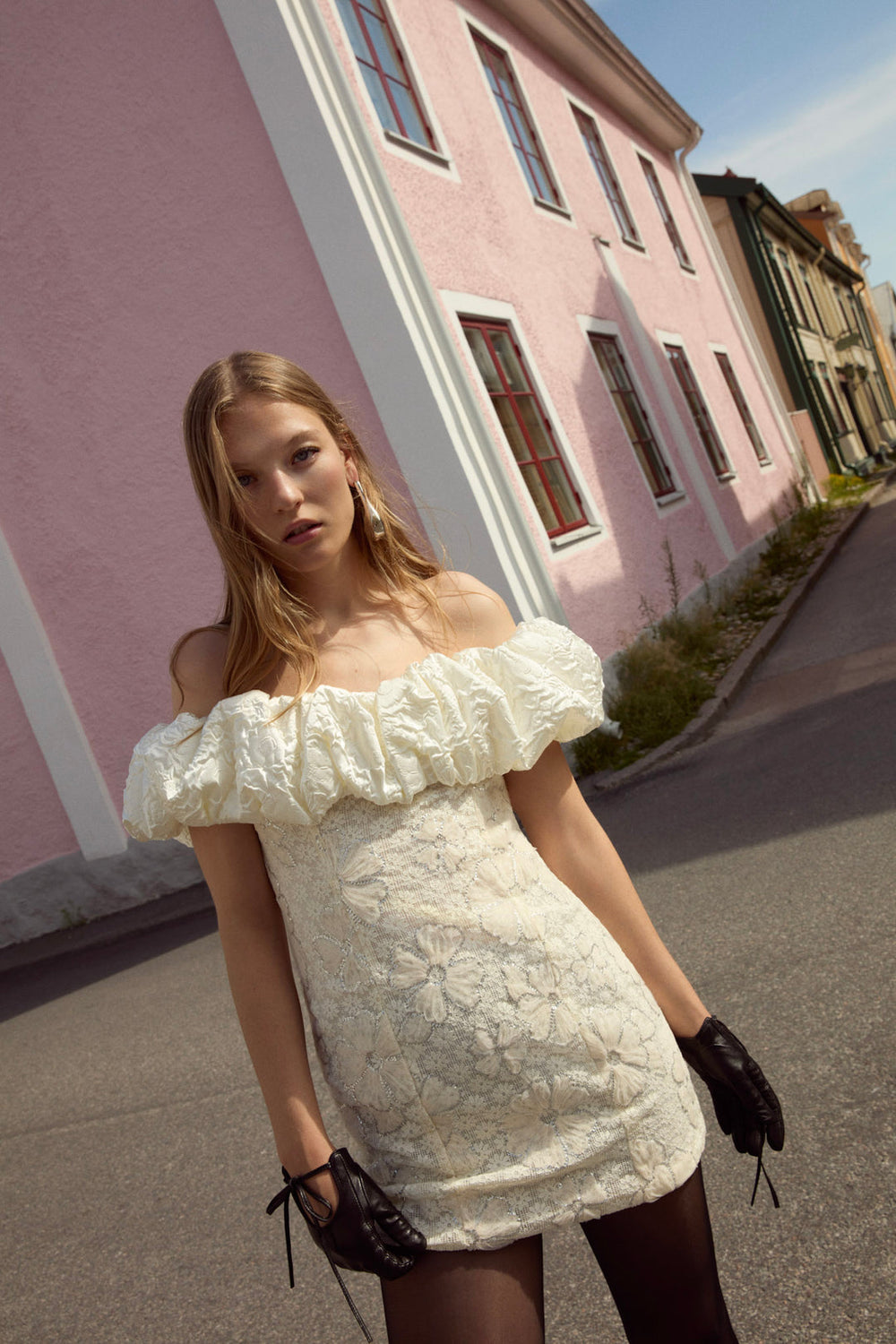 Snowflake Daisy Mini Dress Cream