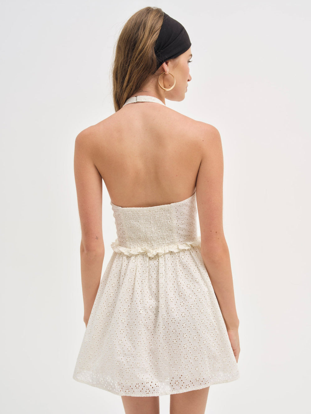 Janice Halter Mini Dress White