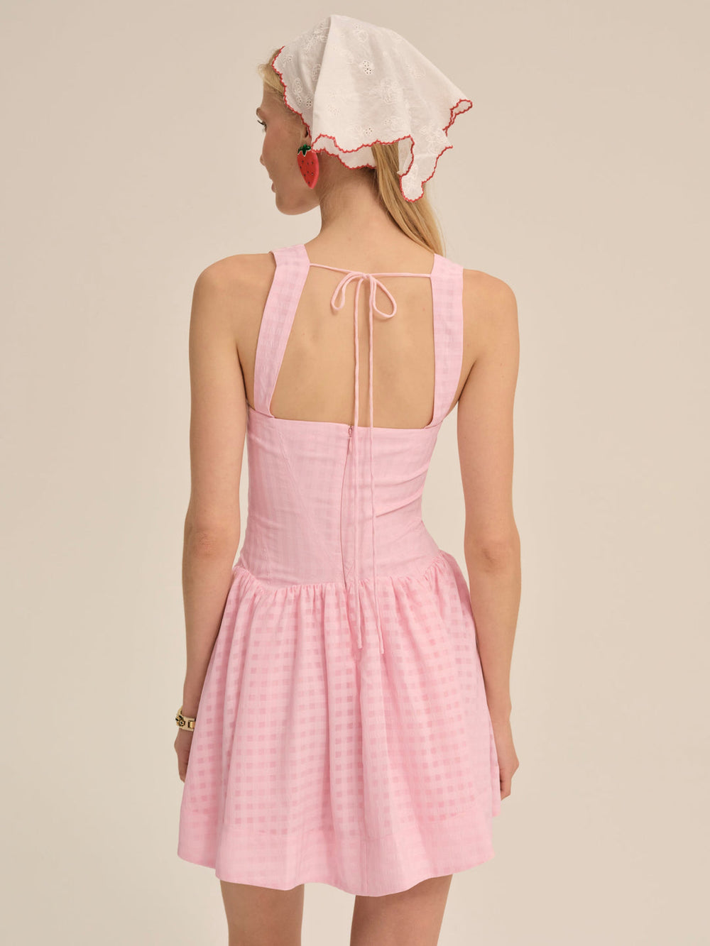Ginny Gingham Mini Dress Pink