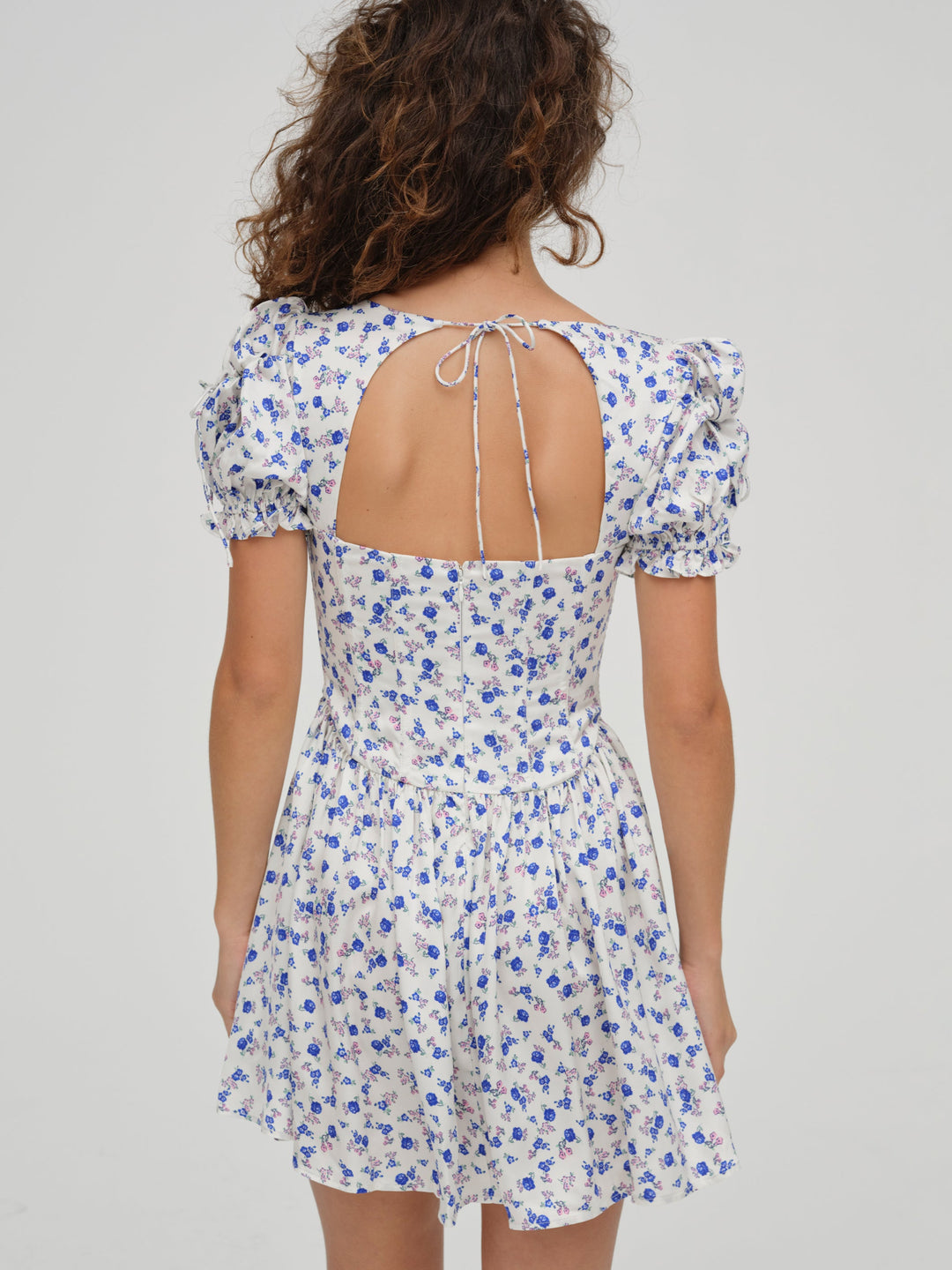 Paulina Puff Sleeve Dress Blue