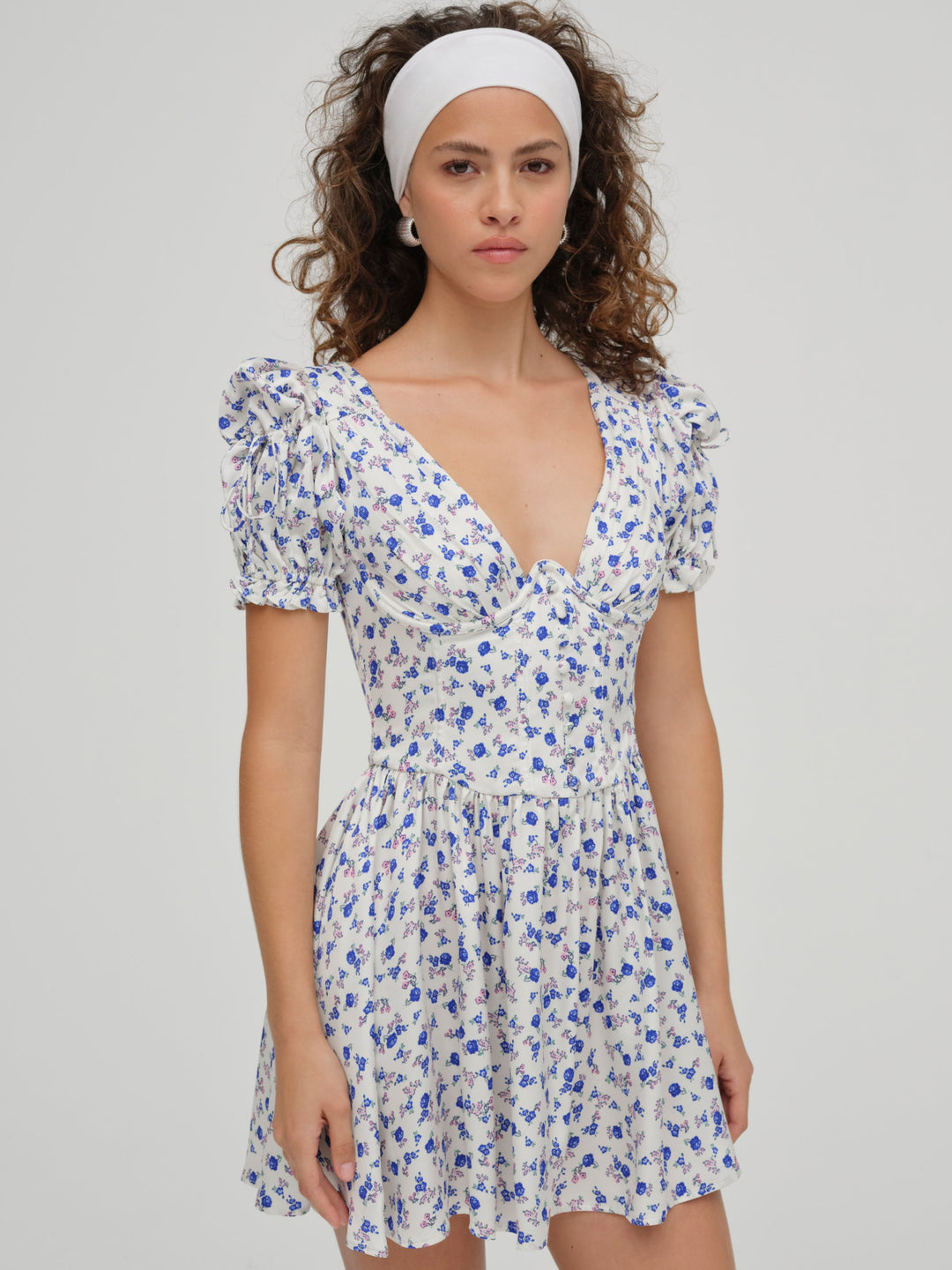 Paulina Puff Sleeve Dress Blue