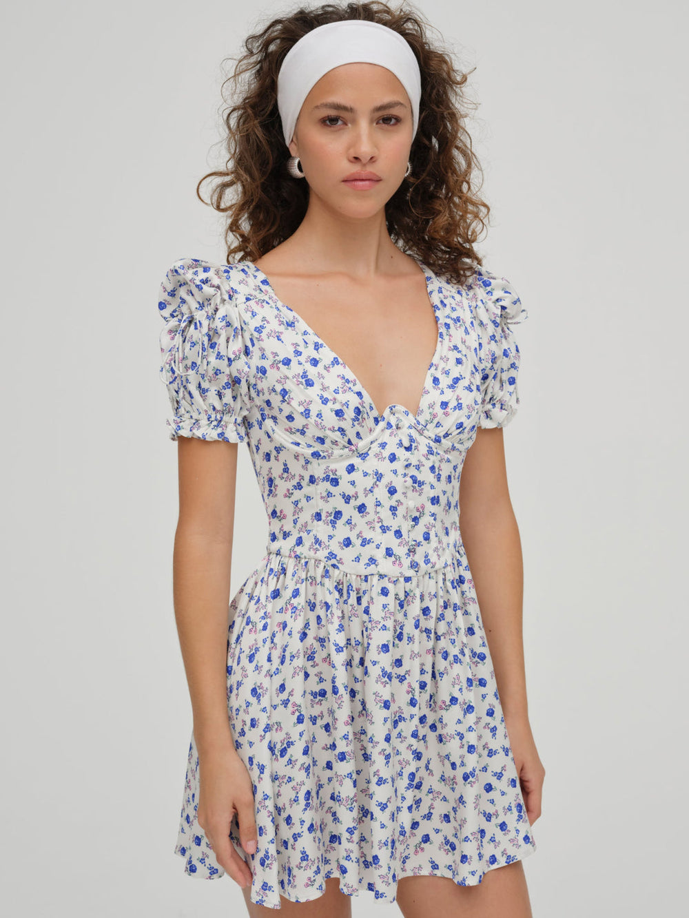 Paulina Puff Sleeve Dress Blue