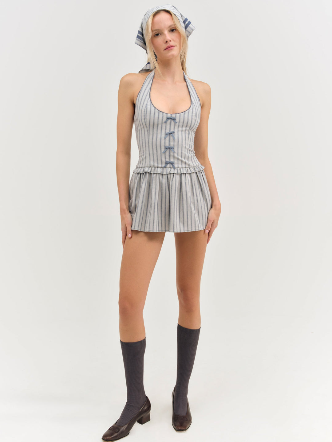 Janice Halter Mini Dress Blue