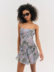 Fallen Floral Mini Dress Purple