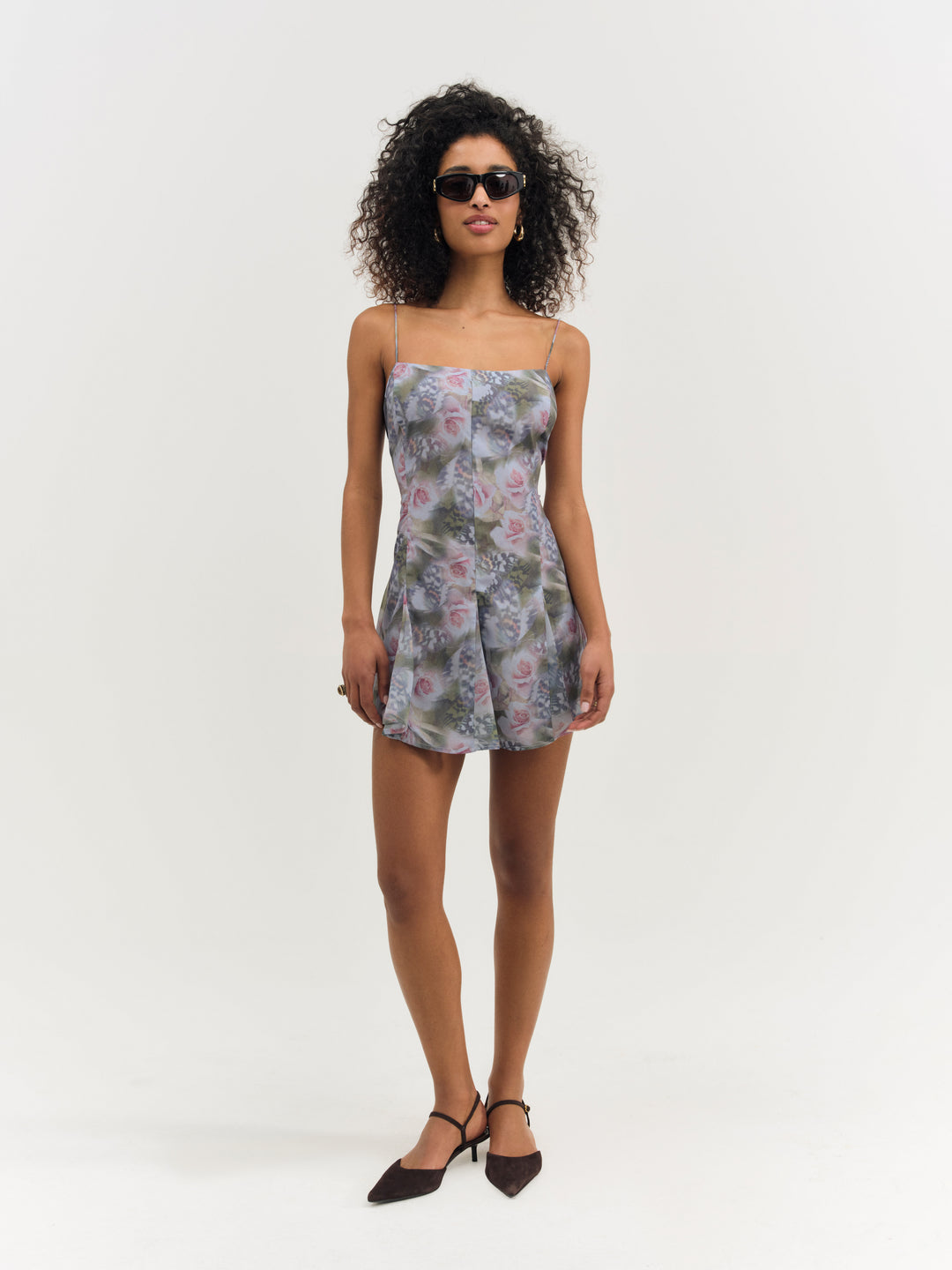 Fallen Floral Mini Dress Purple
