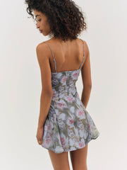 Fallen Floral Mini Dress Purple