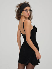 Martini Velvet Mini Dress Black