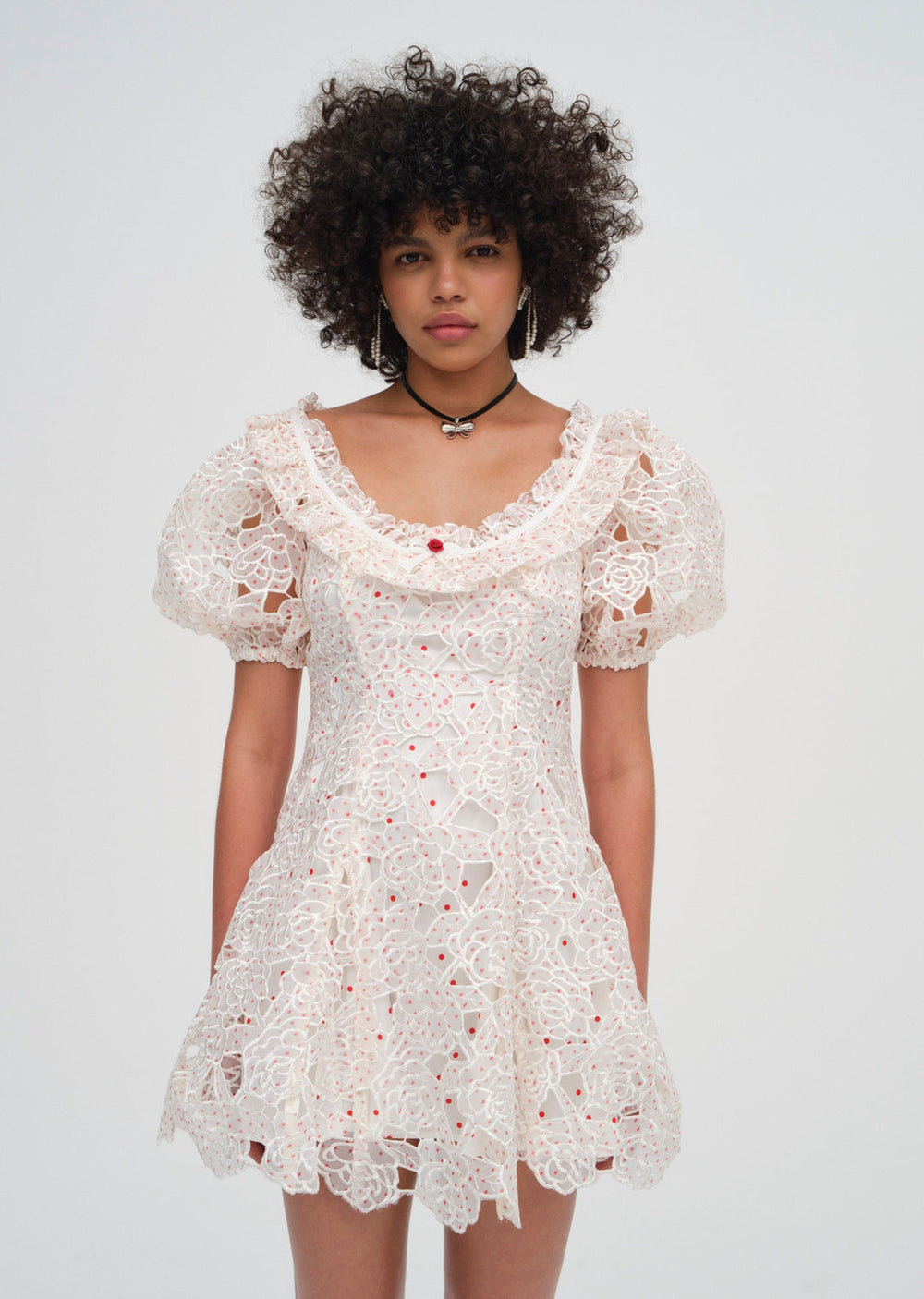 Aphrodite Embroidered Mini Dress White