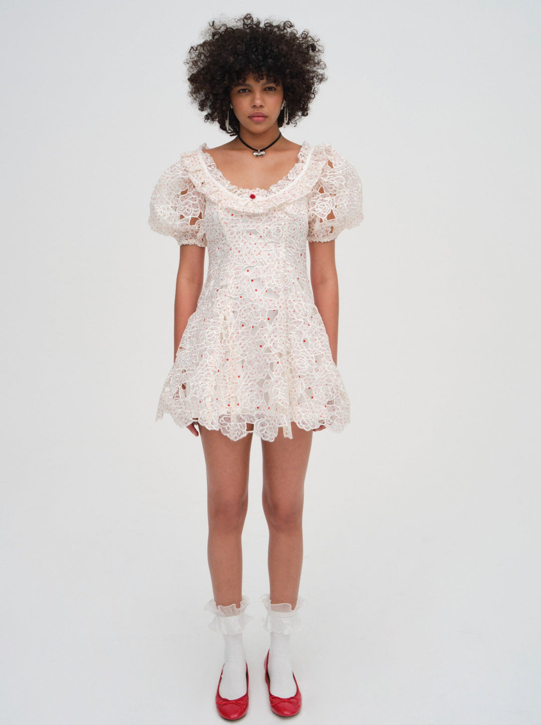 Aphrodite Embroidered Mini Dress White