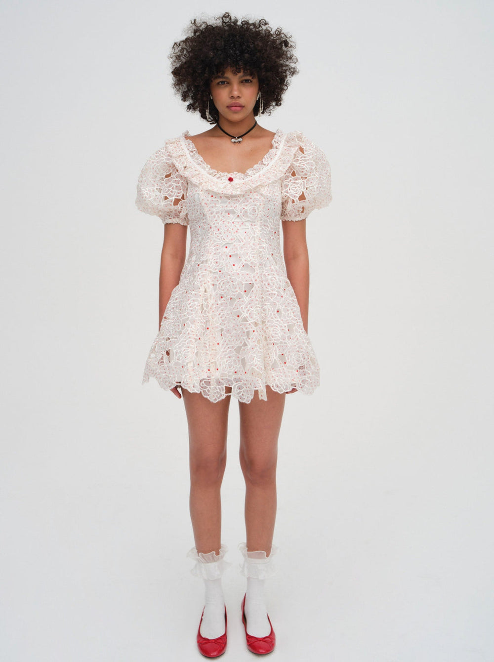 Aphrodite Embroidered Mini Dress White