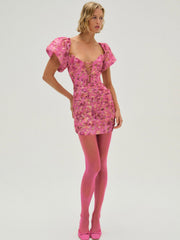 Blurred Roses Mini Dress Pink