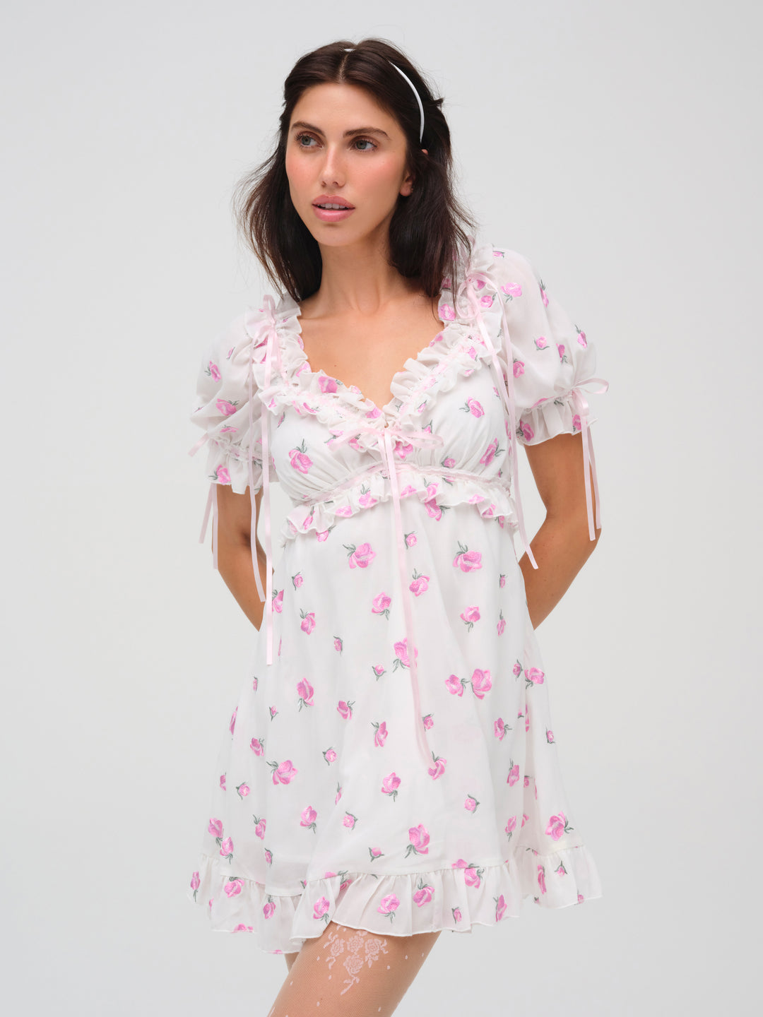 Fiona Floral Mini Dress White