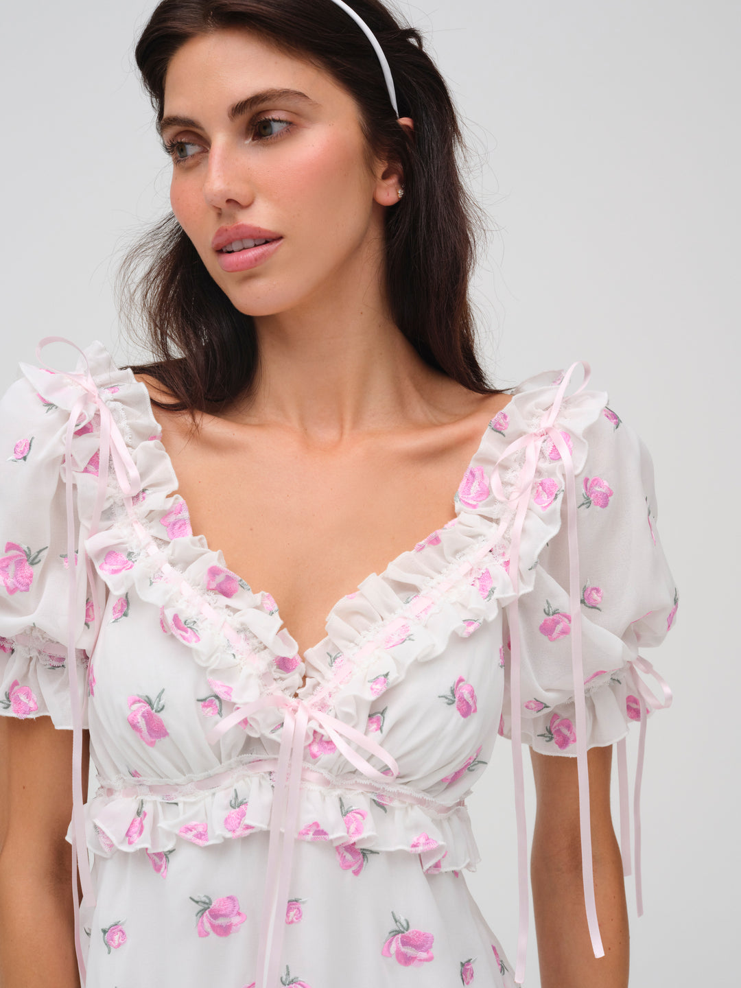 Fiona Floral Mini Dress White