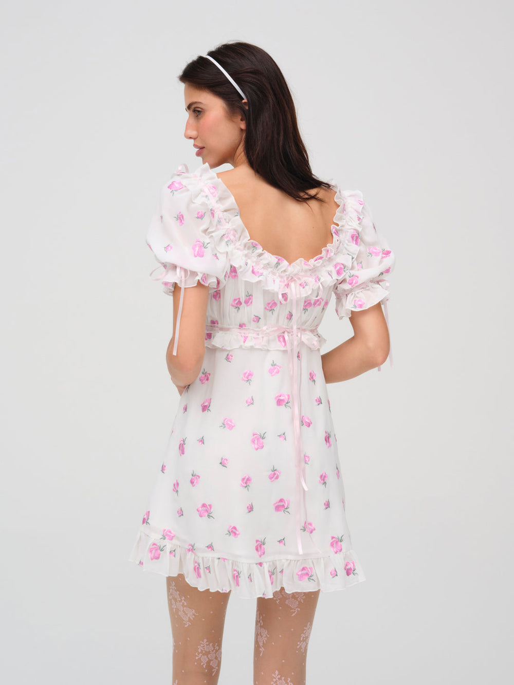 Fiona Floral Mini Dress White