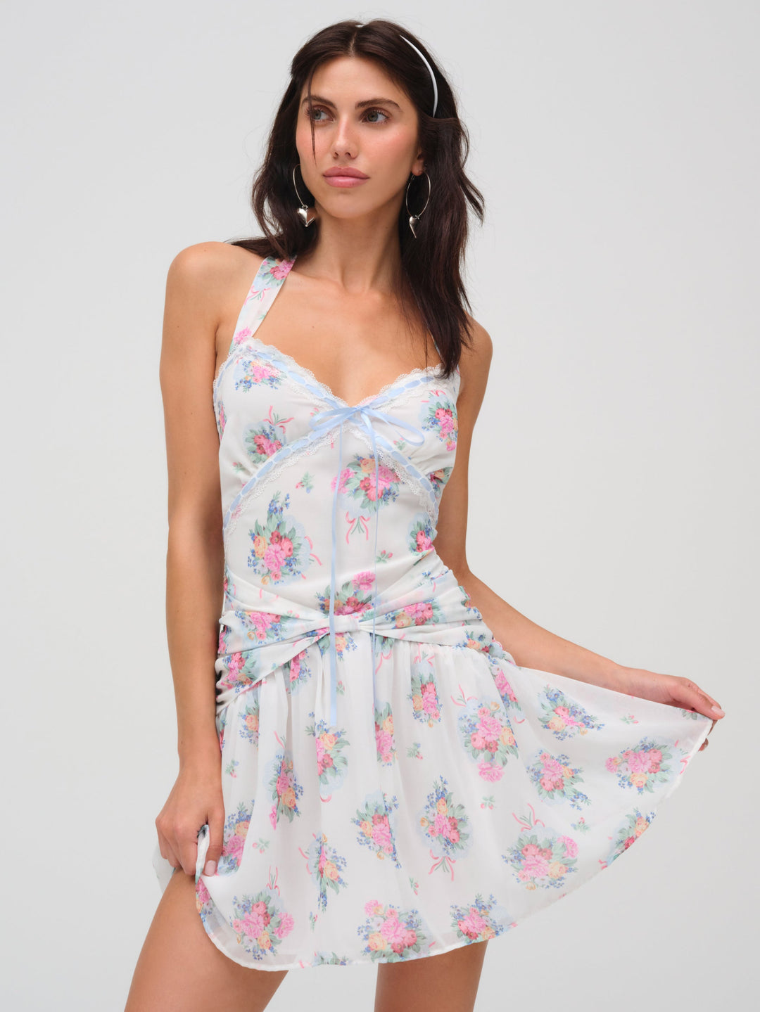 Doily Bouquet Mini Dress White