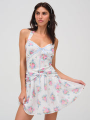Doily Bouquet Mini Dress White