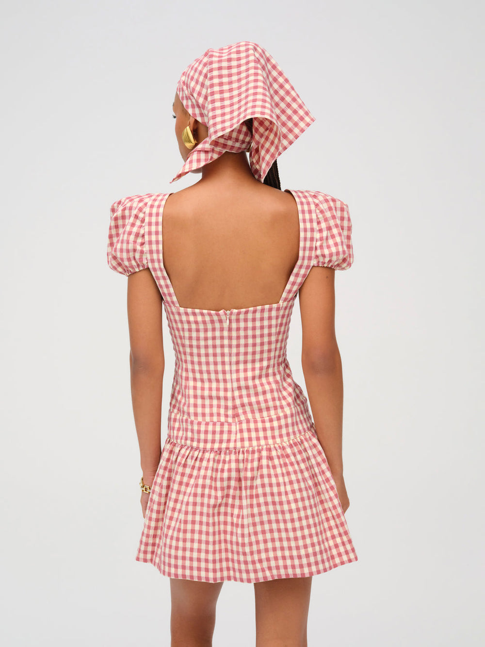 Georgia Gingham Short Sleeve Mini Dress Mauve