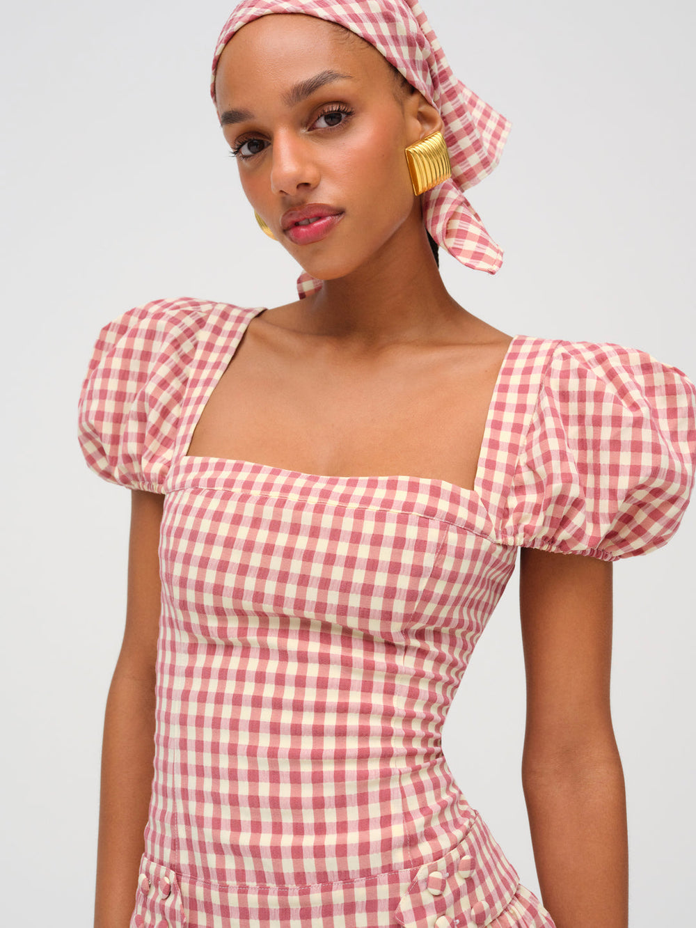 Georgia Gingham Short Sleeve Mini Dress Mauve