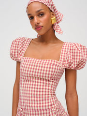 Georgia Gingham Short Sleeve Mini Dress Mauve