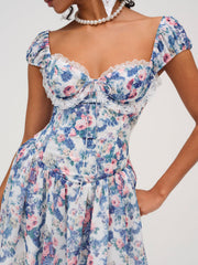 Audrey Floral Mini Dress Blue