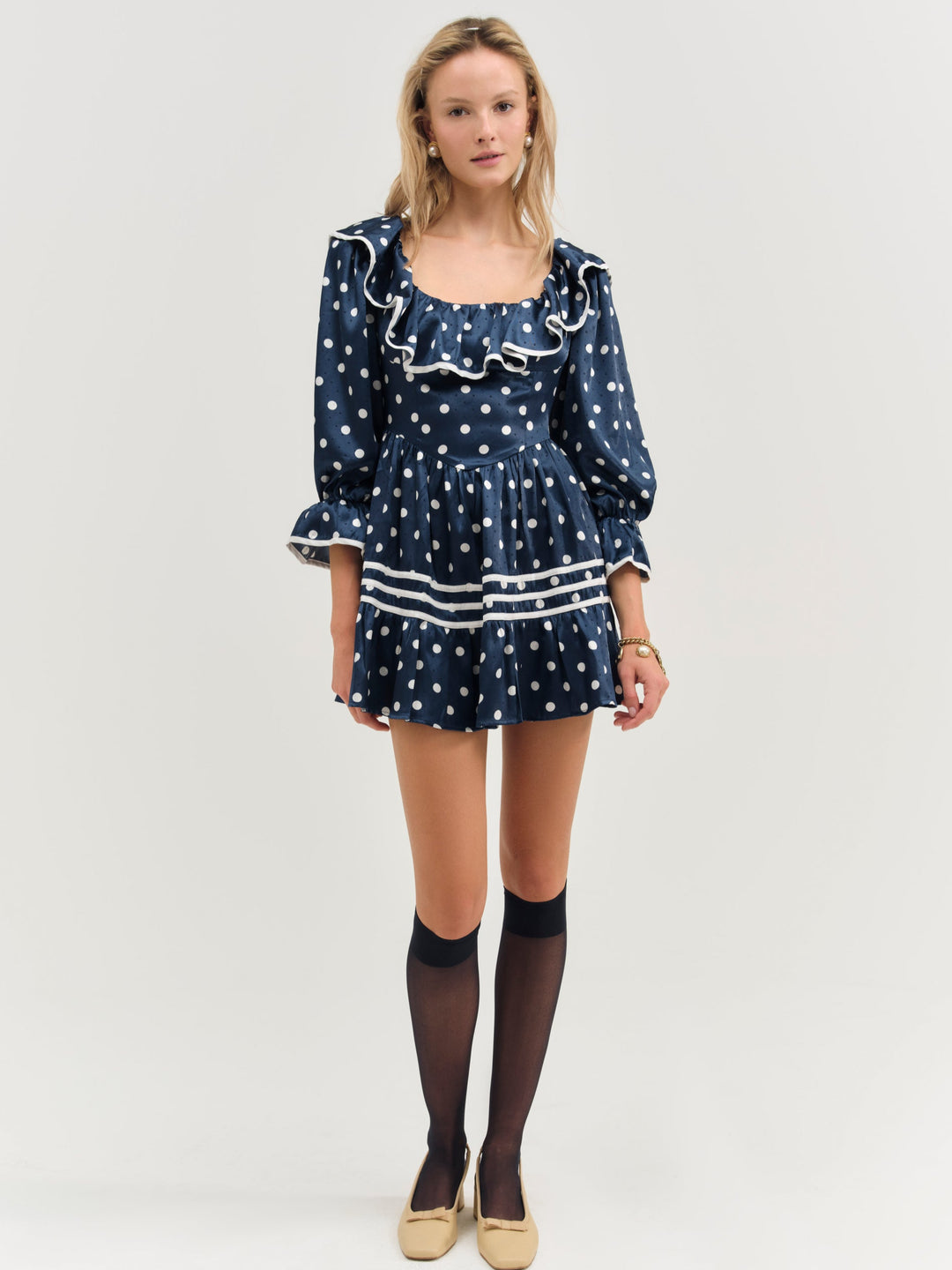Seaside Dot Mini Dress Navy