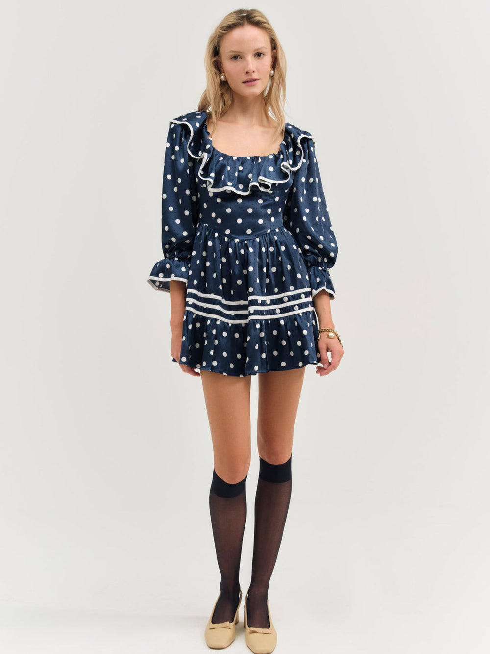Seaside Dot Mini Dress Navy