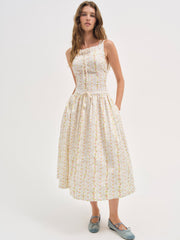 Brigitta Floral Midi Dress Ivory