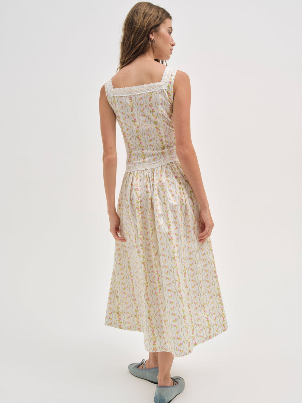 Brigitta Floral Midi Dress Ivory