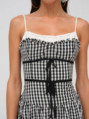 Georgia Gingham Midi Dress Black