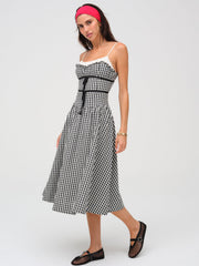 Georgia Gingham Midi Dress Black