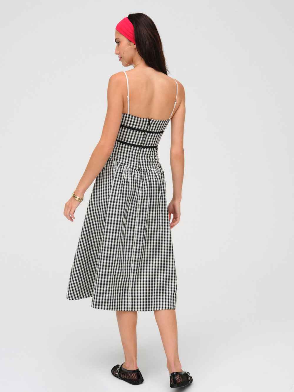Georgia Gingham Midi Dress Black