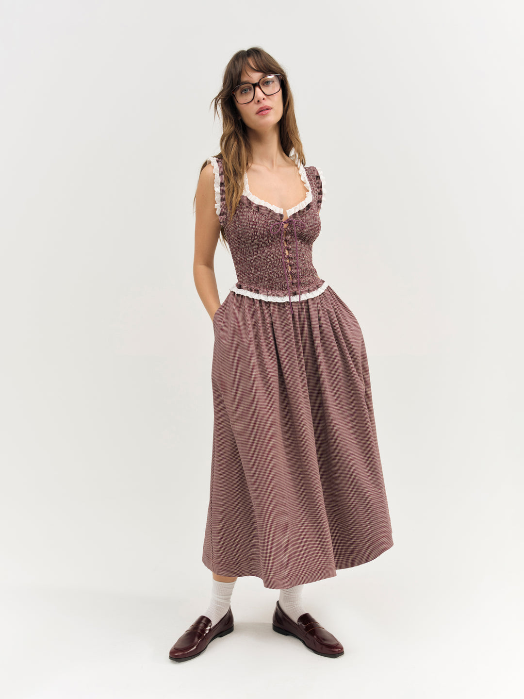 Morgan Midi Dress Burgundy