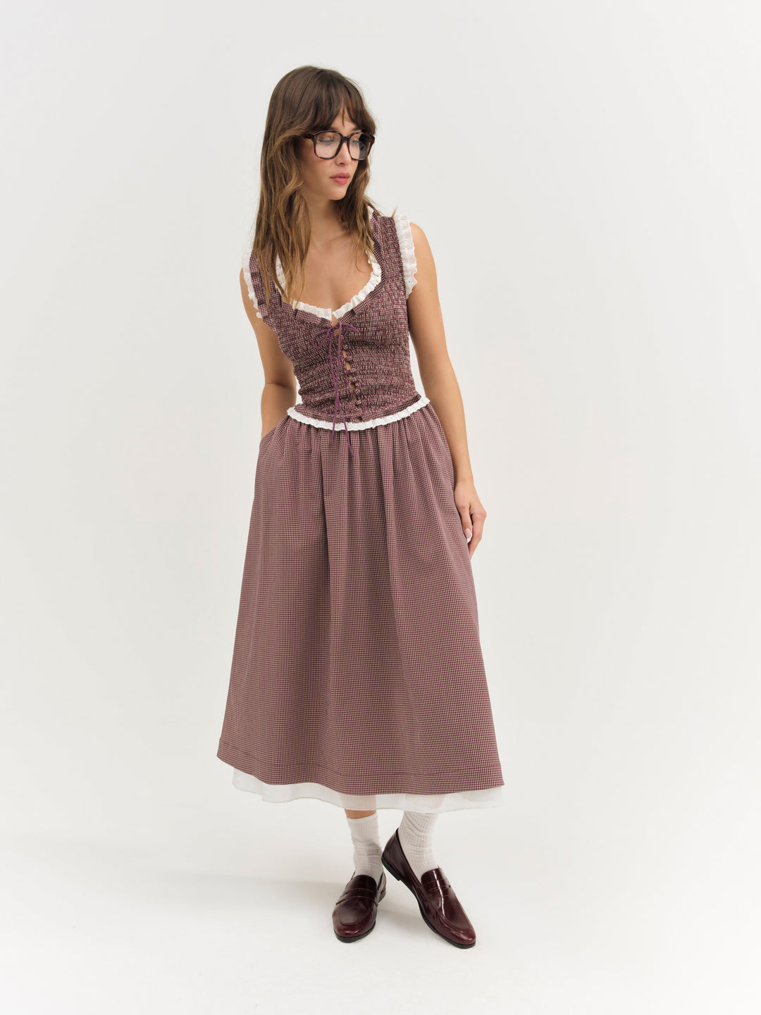 Morgan Midi Dress Burgundy
