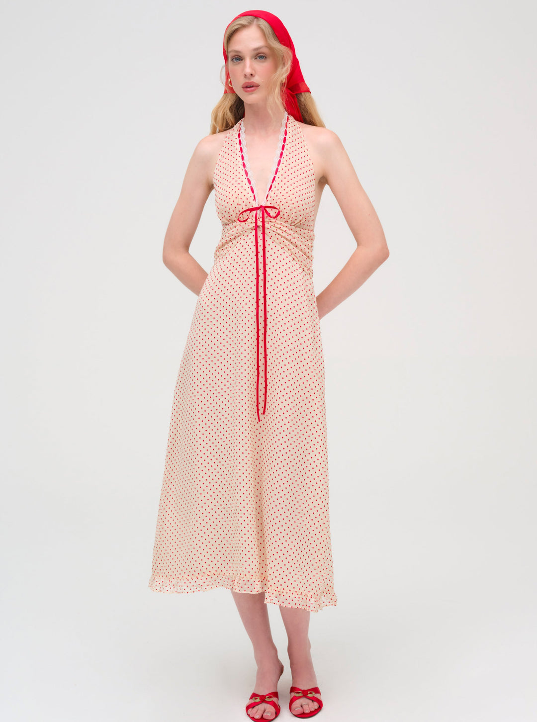 Love Dot Midi Dress Cream