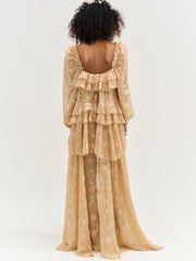 Colette Satin Burnout Maxi Dress Taupe