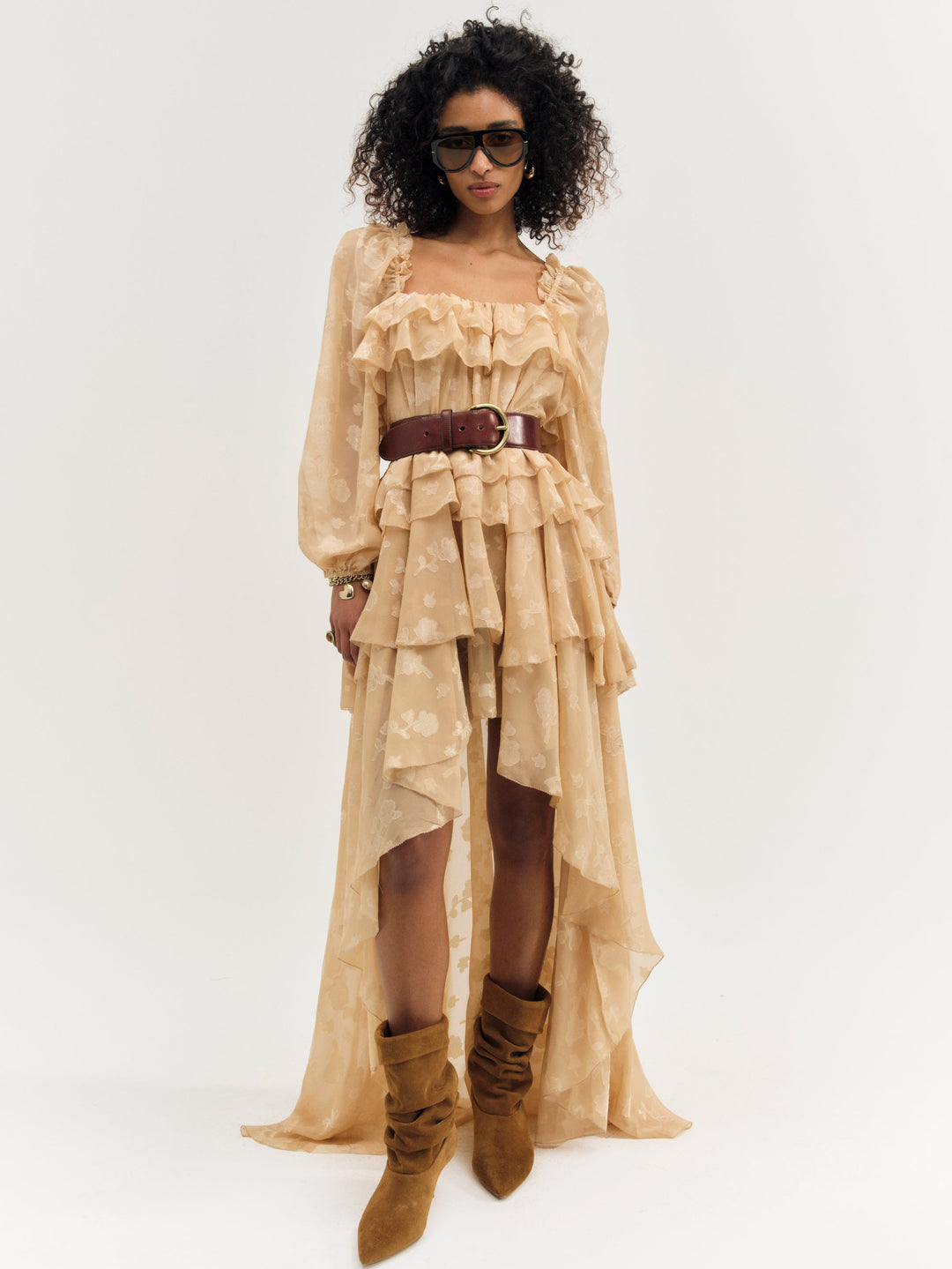 Colette Satin Burnout Maxi Dress Taupe