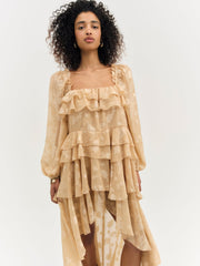 Colette Satin Burnout Maxi Dress Taupe