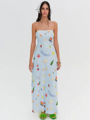 Carla Strapless Maxi Dress Blue