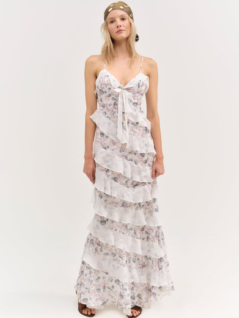 Debby Ruffled Maxi Dress White